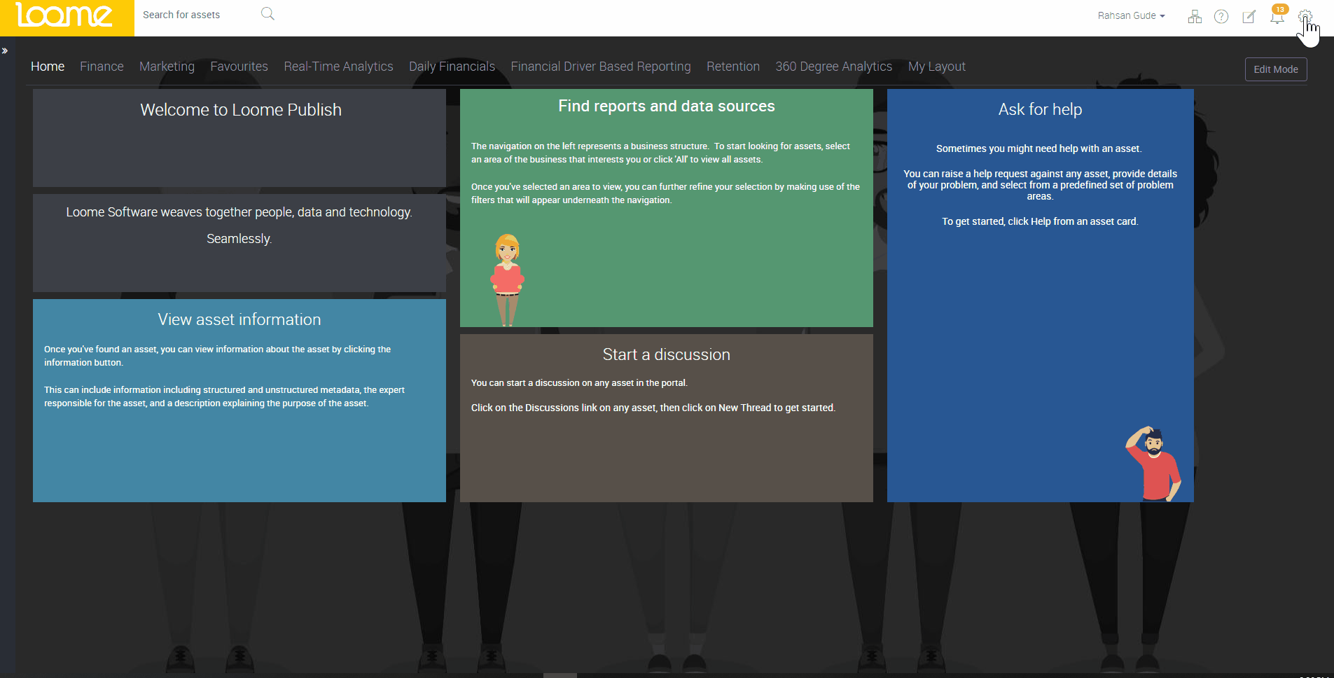 A gif showing how Loome Publish allows native integration with leading data visualisation tools.