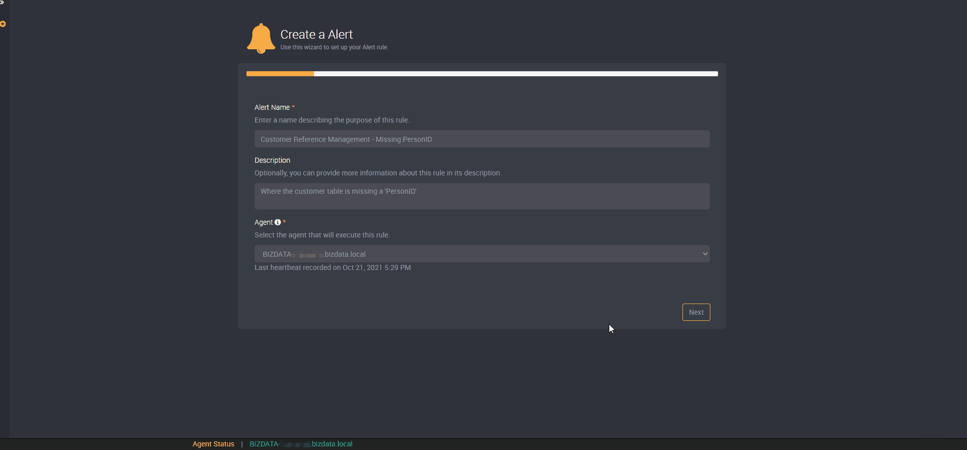 A gif showing how to create data driven Alerts in Loome Monitor.