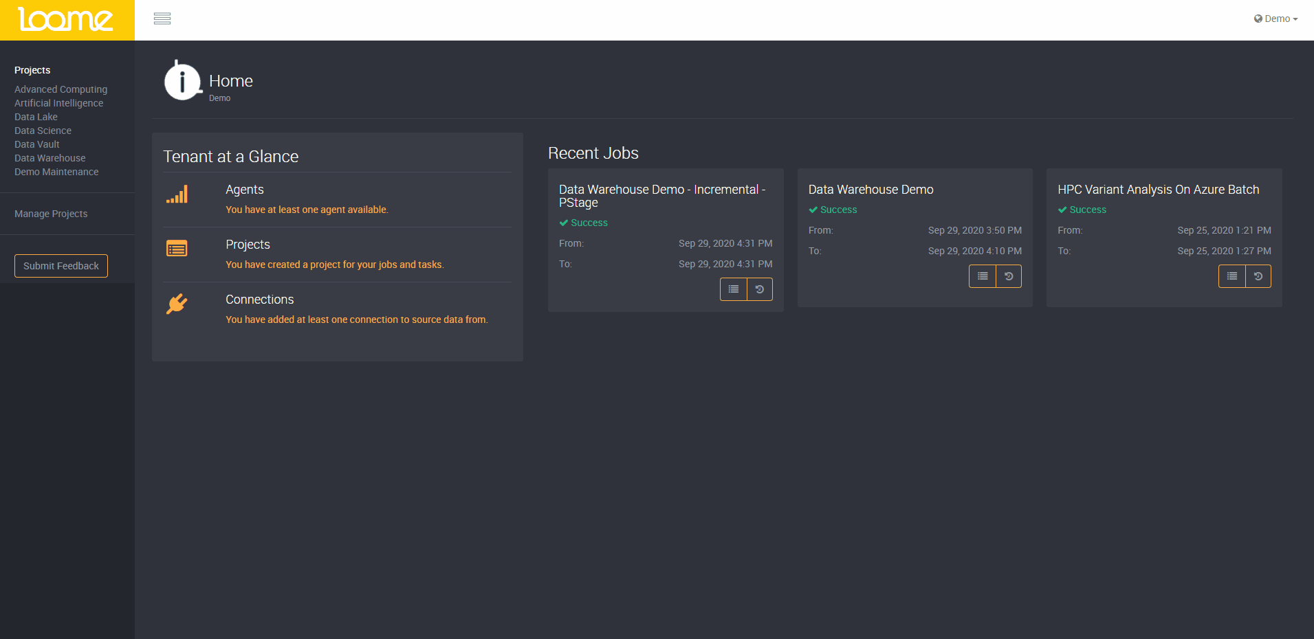 A gif showing how users can establish a data lake without need for a line of code in Loome Integrate.