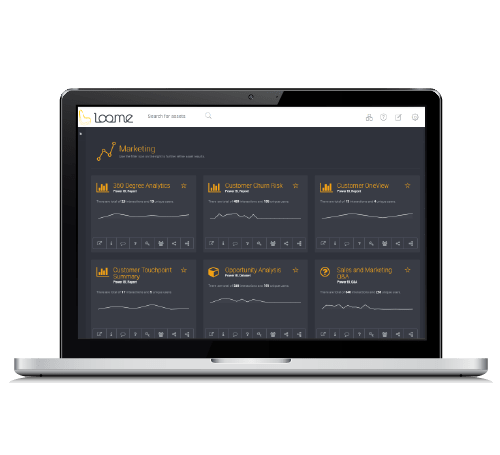 Having access to
all analytics assets in one place with Loome Publish, laptop
screen