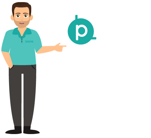 Loome man character standing with publish icon graphic